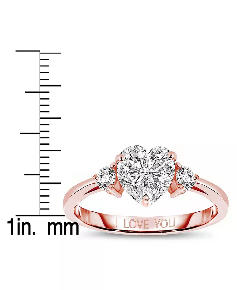 Sterling Silver & 14K Gold-Plated 'I Love You' Three-Stone Cubic Zirconia Ring