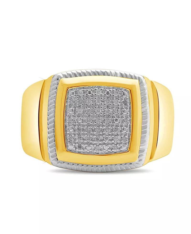 Men'S Diamond Cluster Style Ring (1/10 Ct. T.W.) in 18K Gold-Plated Sterling Silver