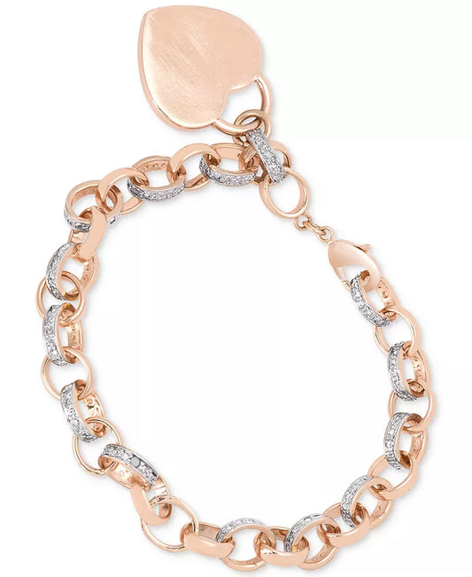 Diamond Accent Heart Tag Chain Bracelet 7"