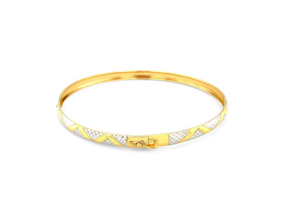 10k Two-Tone Gold Geometric Diamond Motif Bangle (6.00 mm)