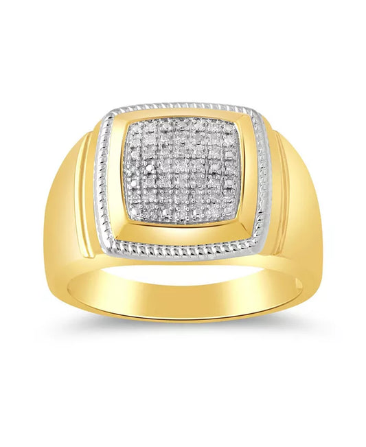 Men'S Diamond Cluster Style Ring (1/10 Ct. T.W.) in 18K Gold-Plated Sterling Silver