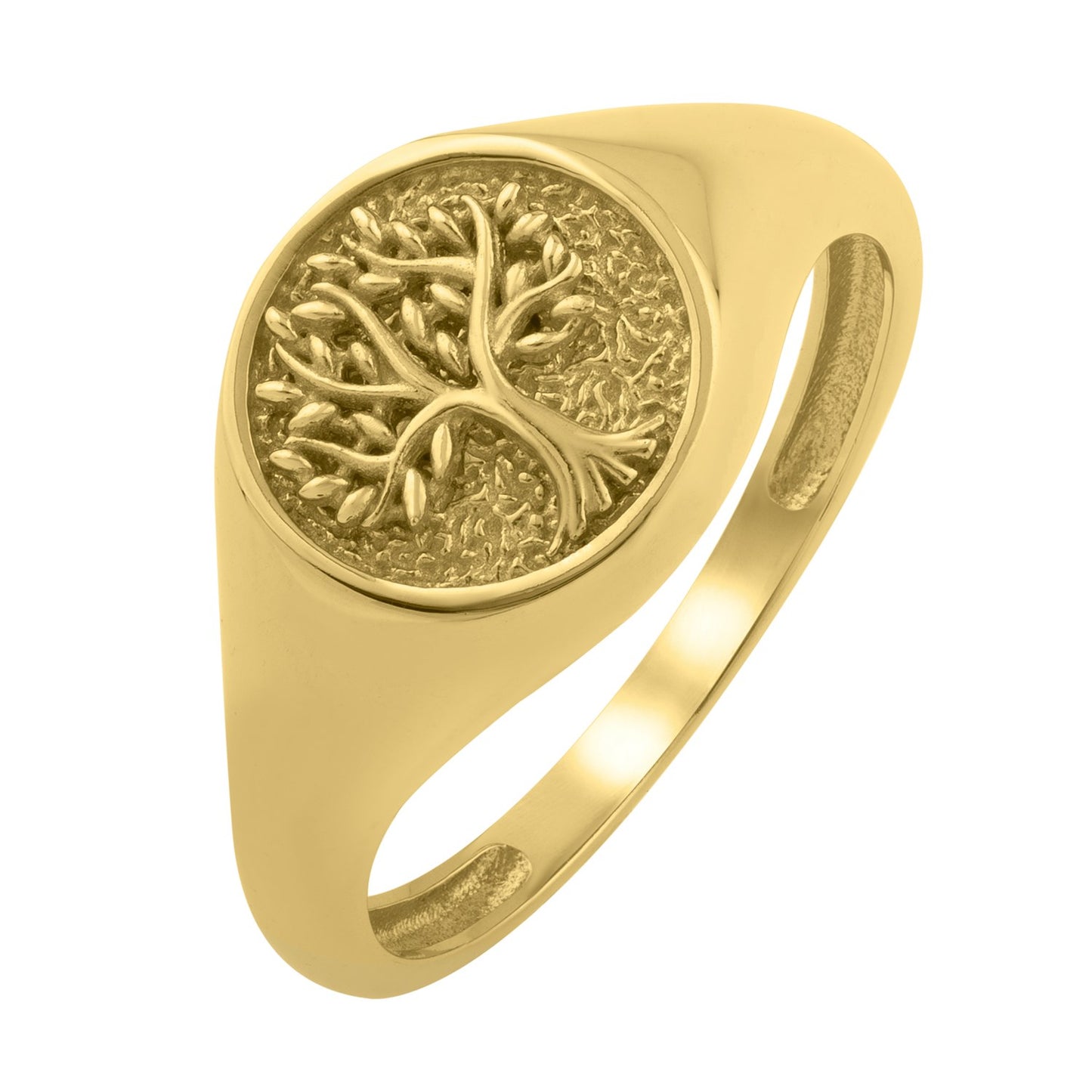 Tree of Life Signet Ring in 14k Yellow Gold (2.40 mm)