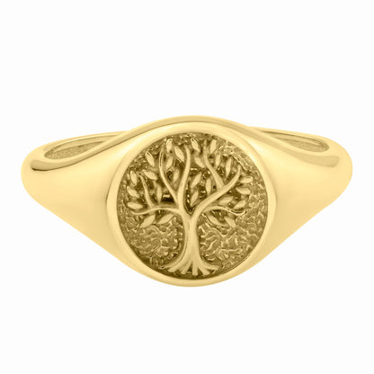 Tree of Life Signet Ring in 14k Yellow Gold (2.40 mm)