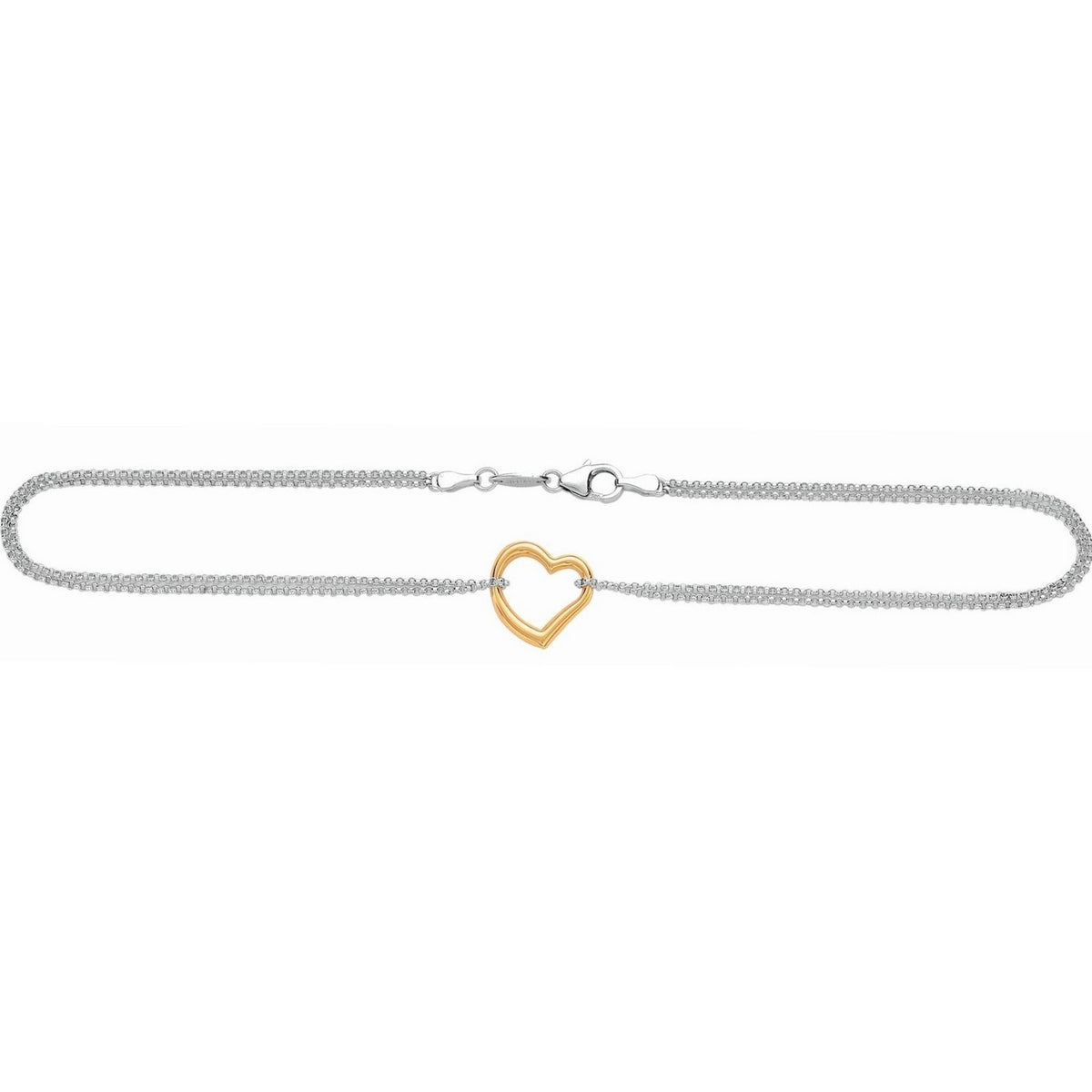 Nicholanti Collection 14k Yellow Gold and 925 Sterling Silver Anklet with a Single O... - close-up detail showing texture