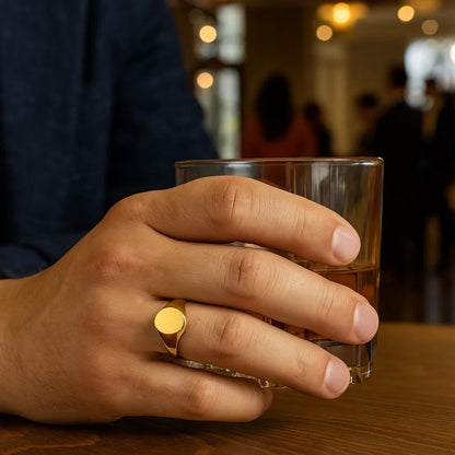 Nicholanti Collection Classic Signet Ring in 10k Yellow Gold - back view showing clasp closure