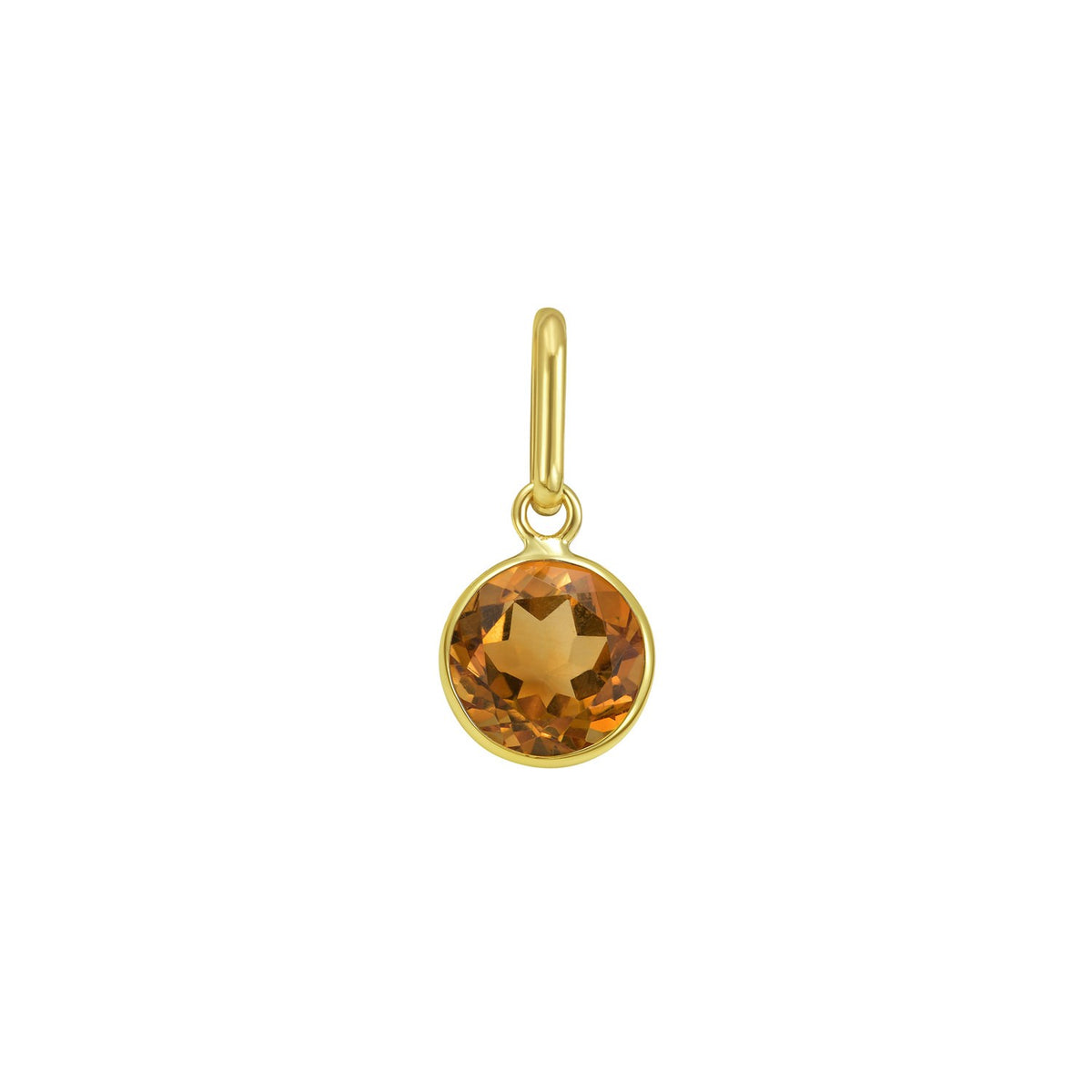 Nicholanti Collection 14k Yellow Gold Round Citrine Charm Pendant - front view