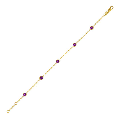 Nicholanti Collection 14k Yellow Gold Pink Sapphire Station Bracelet with Ope... - angled side view showing craftsmanship