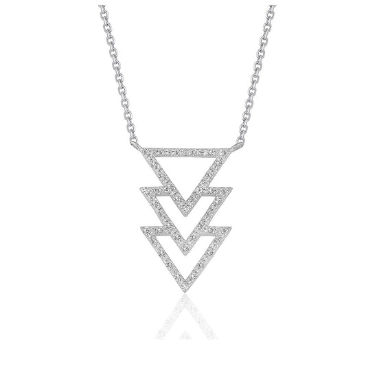 Triple Triangle 14k White Gold Diamond Pendant