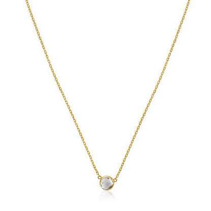 Nicholanti Collection 14k Yellow Gold Necklace with Round White Topaz - back view showing lobster clasp