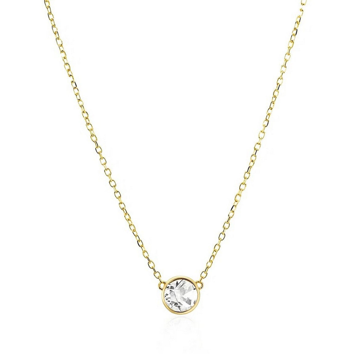 Nicholanti Collection 14k Yellow Gold Necklace with Round White Topaz - front view