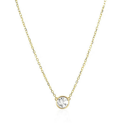 Nicholanti Collection 14k Yellow Gold Necklace with Round White Topaz - front view