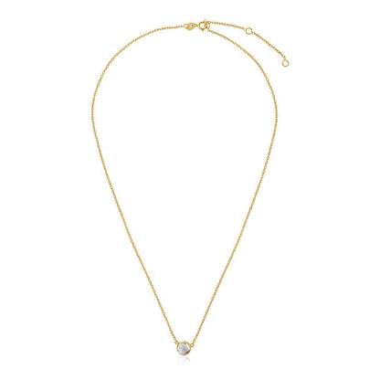 Nicholanti Collection 14k Yellow Gold Necklace with Round White Topaz - angled side view showing craftsmanship