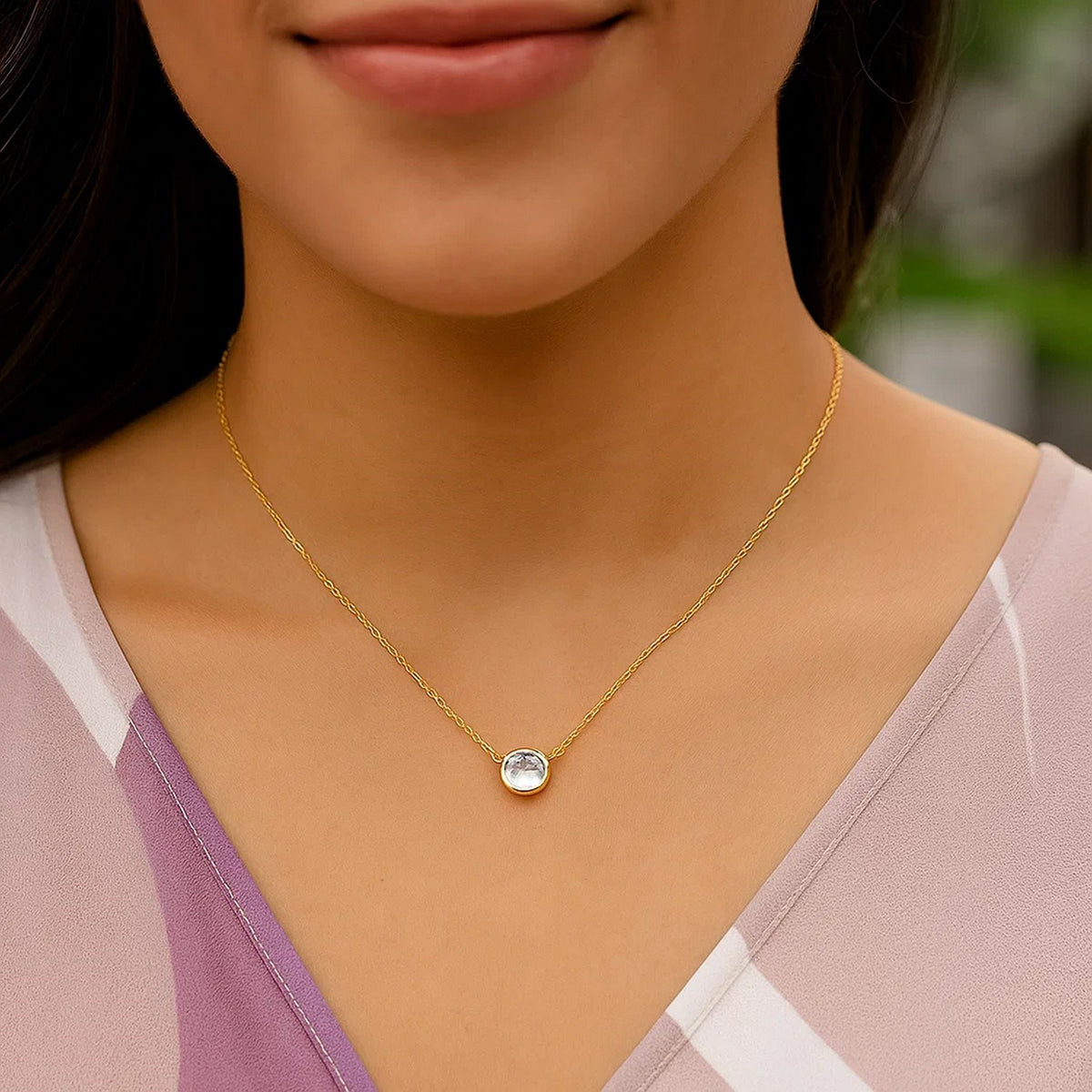 Nicholanti Collection 14k Yellow Gold Necklace with Round White Topaz - view 7