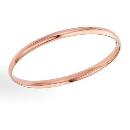 Nicholanti Collection 14k Rose Gold Fancy Shiny Dome Bangle (5.00 mm) - angled side view showing craftsmanship