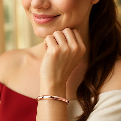Nicholanti Collection 14k Rose Gold Fancy Shiny Dome Bangle (5.00 mm) - styled lifestyle view