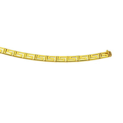 Nicholanti Collection 14k Yellow Gold Fancy Greek Key Motif Bracelet (6.35 mm) - close-up of chain detail