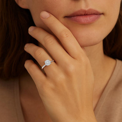 Nicholanti Collection 1 Carat Round Lab Grown IGI G/VS1 Diamond Solitaire Ring in 925 Sterling Silver - view 7
