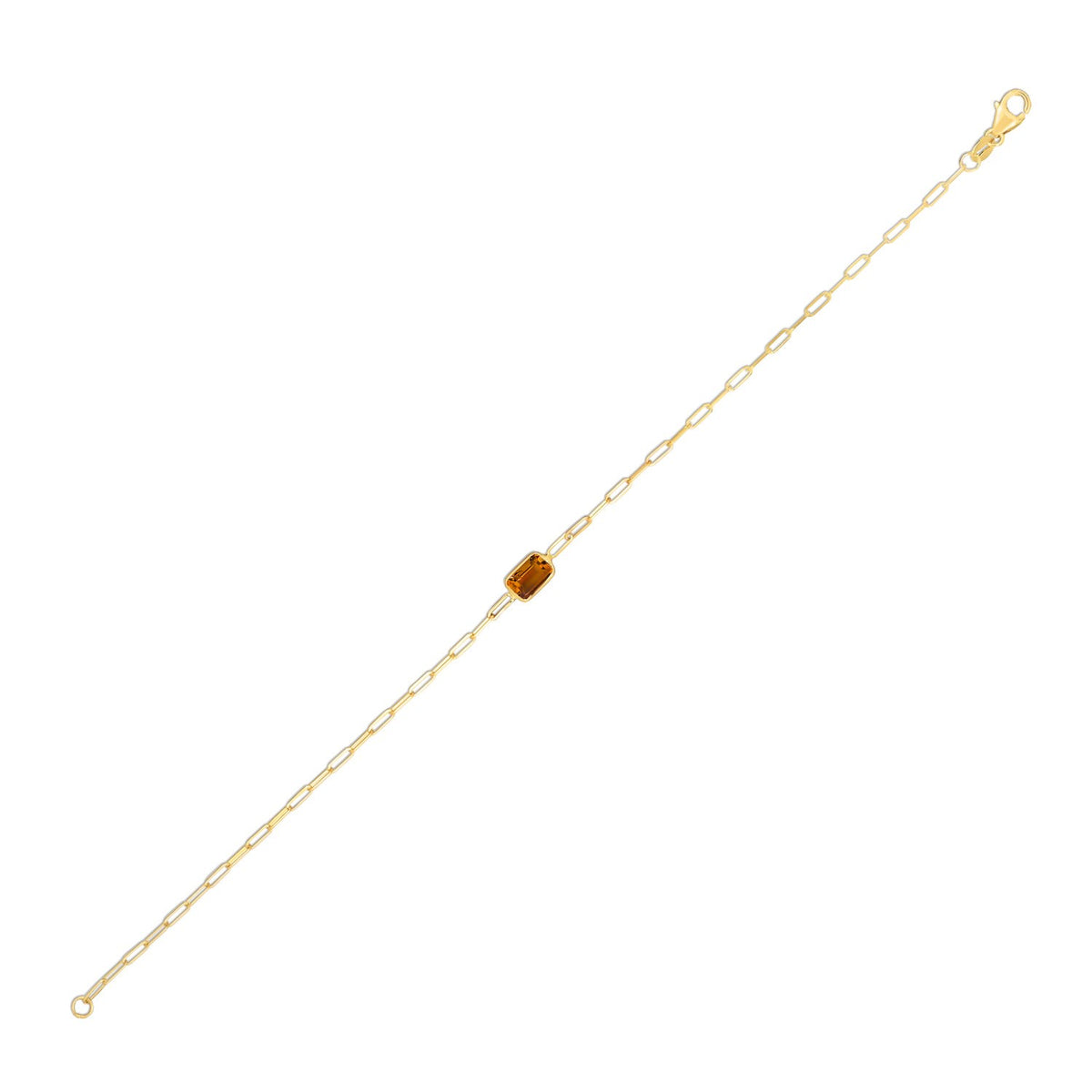 Nicholanti Collection 14k Yellow Gold Citrine Paperclip Bracelet (1.50 mm) - angled side view showing craftsmanship