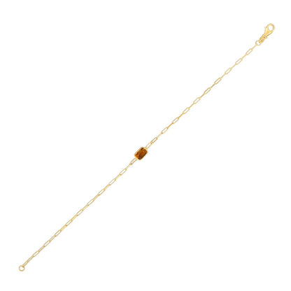 Nicholanti Collection 14k Yellow Gold Citrine Paperclip Bracelet (1.50 mm) - angled side view showing craftsmanship