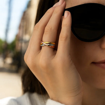 Nicholanti Collection 14k Tri-Color Gold Twist Style Ring (2.50 mm) - angled side view showing craftsmanship