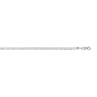 Nicholanti Collection 14k White Gold Curb Link Anklet (2.6 mm) - angled side view showing craftsmanship