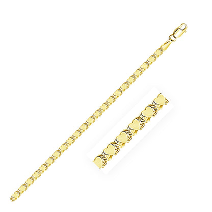Nicholanti Collection 10k Yellow Gold Heart Anklet (3.00 mm) - front view