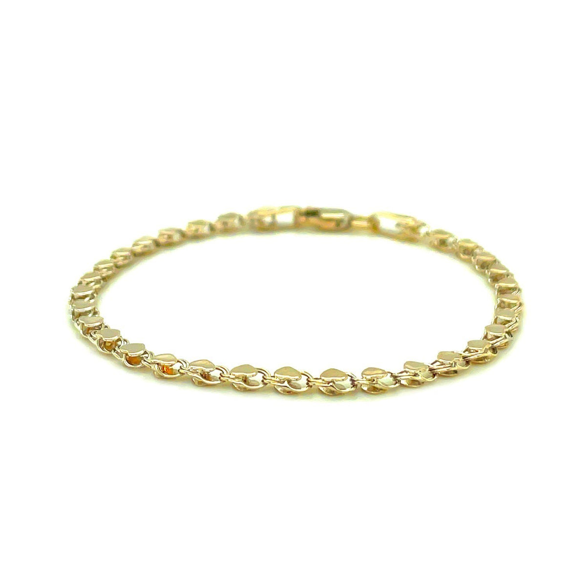 Nicholanti Collection 10k Yellow Gold Heart Anklet (3.00 mm) - close-up detail showing texture