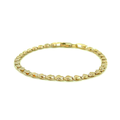 Nicholanti Collection 10k Yellow Gold Heart Anklet (3.00 mm) - close-up detail showing texture