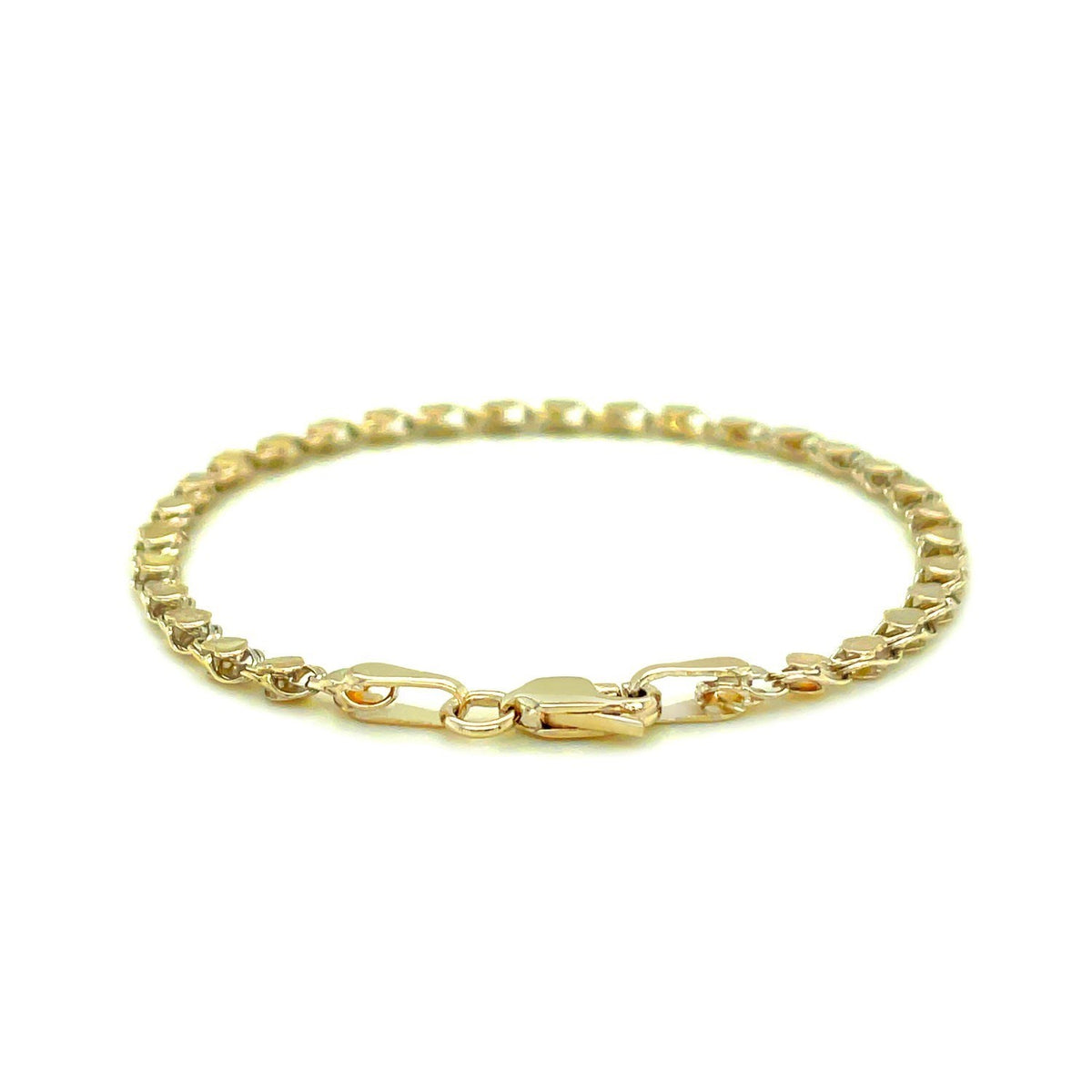 Nicholanti Collection 10k Yellow Gold Heart Anklet (3.00 mm) - angled side view showing craftsmanship