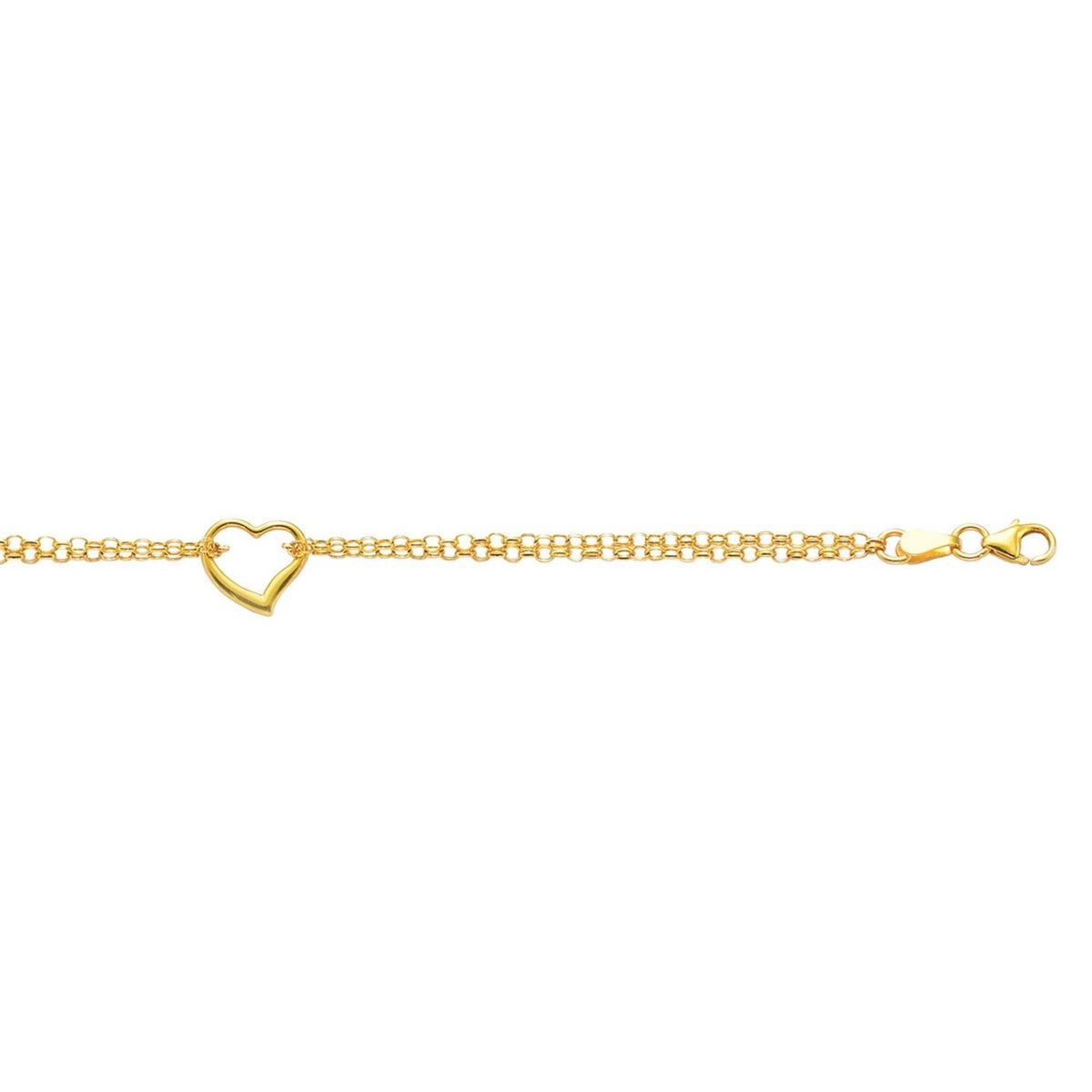 Nicholanti Collection 10k Yellow Gold Double Rolo Chain Anklet with an Open H... - angled side view showing craftsmanship