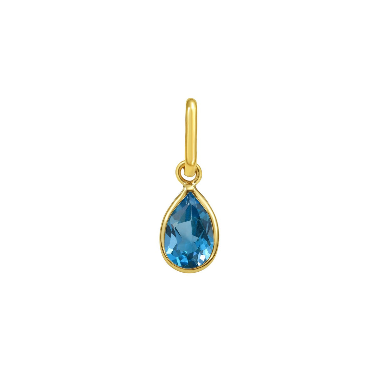 Nicholanti Collection 14k Yellow Gold Pear Blue Topaz Charm Pendant - front view