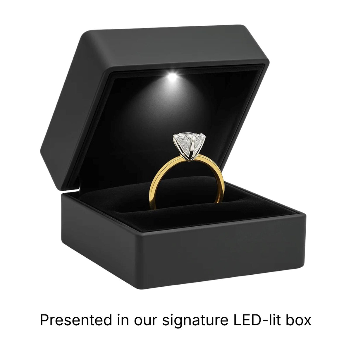 Nicholanti Collection 1 Carat Princess Lab Grown IGI G/VS1 Diamond Solitaire Ring in 14k Yel... - worn on hand model view