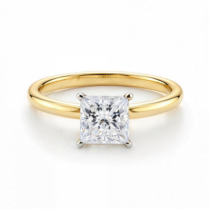1 Carat Princess Lab Grown IGI G/VS1 Diamond Solitaire Ring in 14k Yellow Gold