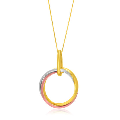 Nicholanti Collection 14k Tri-Color Gold Open Interlaced Ring Pendant - front view
