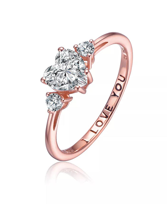Sterling Silver & 14K Gold-Plated 'I Love You' Three-Stone Cubic Zirconia Ring