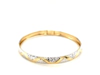 10k Two-Tone Gold Geometric Diamond Motif Bangle (6.00 mm)