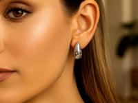 Puffed Raindrop Cubic Zirconia 925 Sterling Silver Earrings